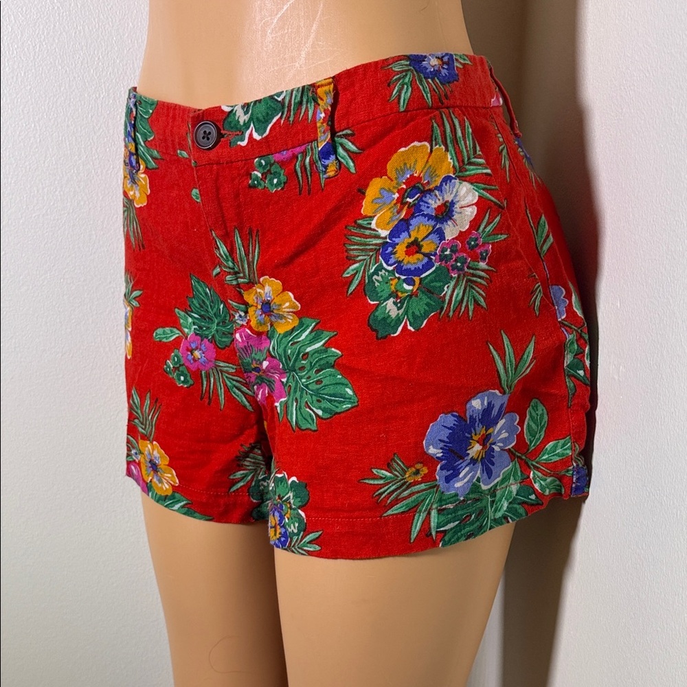 Old Navy Red Tropical Floral Shorts | Size 12 - Picture 2 of 4